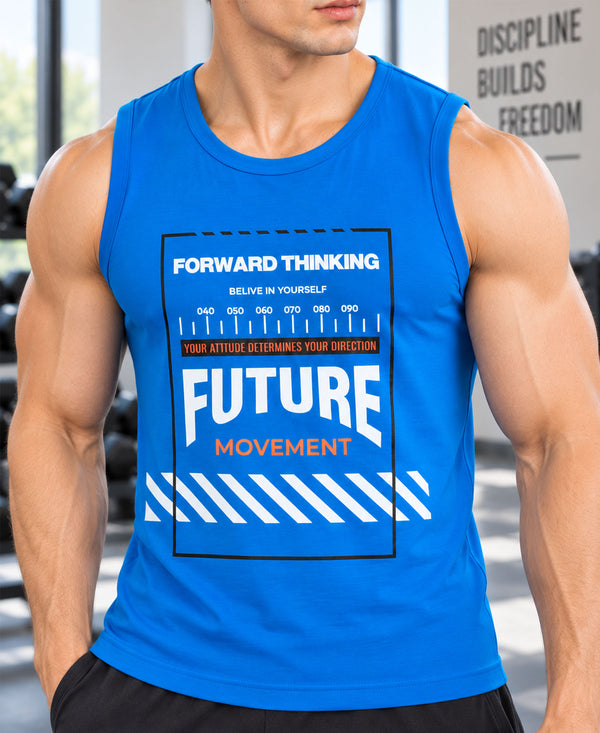 T.T. Men Cool Cotton Printed Regular Fit Round Neck Muscle Tees|Pack Of 2|Black,Blue