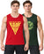 T.T. Men Cool Cotton Printed Regular Fit Round Neck Muscle Tees|Pack Of 2|Red,Forest Green
