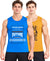 T.T. Men Cool Cotton Printed Regular Fit Round Neck Muscle Tees|Pack Of 2|Blue,Mustard