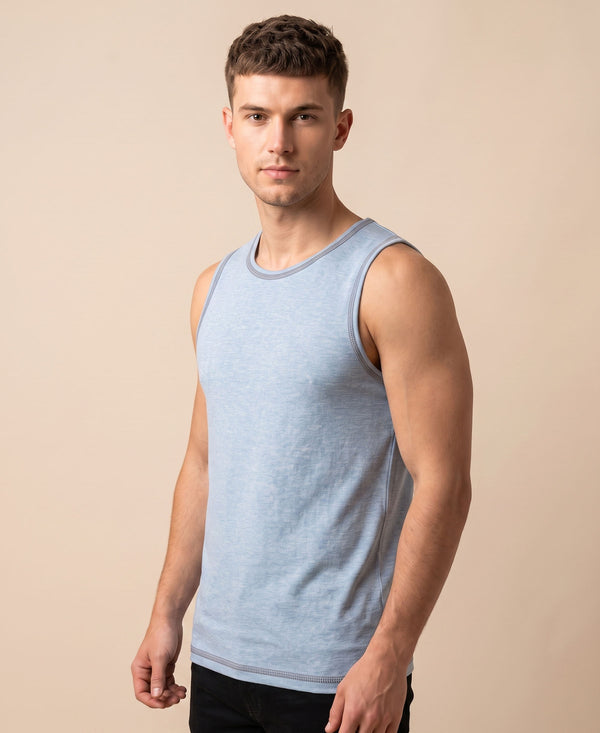 T.T. MenPremium Pure Cotton Gym Vest|Blue