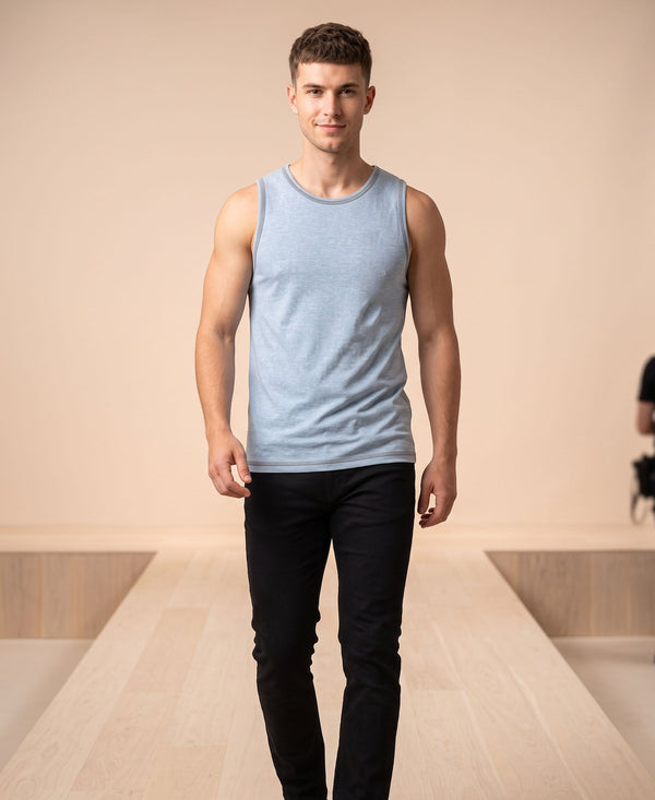 T.T. MenPremium Pure Cotton Gym Vest|Blue