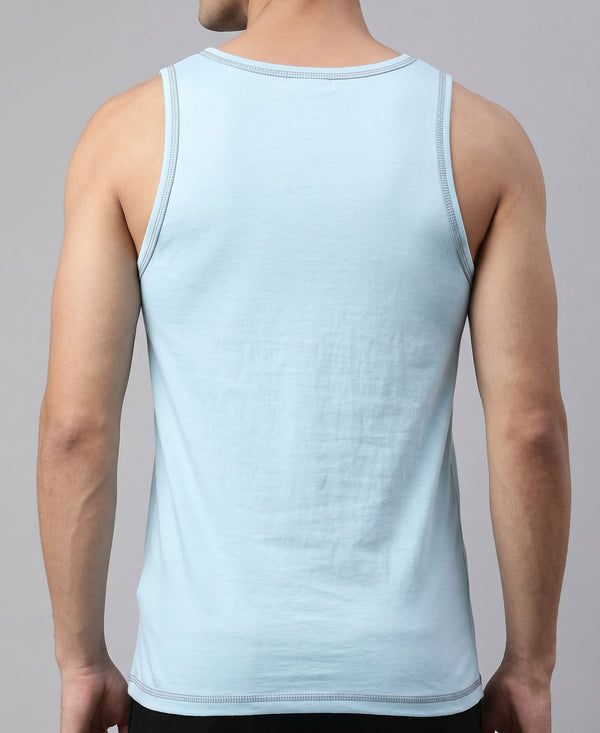 T.T. MenPremium Pure Cotton Gym Vest|Sky Blue