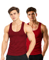 T.T. Men|Desire Premium Gym Vest|Pure Cotton|Rib Fabric|Moisture-Wicking, Breathable & Stretchable Sleeveless Undershirt| Ideal For Gym, Sports & Daily Wear|Pack Of 2|Maroon,Red