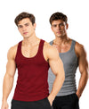 T.T. Men|Desire Premium Gym Vest|Pure Cotton|Rib Fabric|Moisture-Wicking, Breathable & Stretchable Sleeveless Undershirt| Ideal For Gym, Sports & Daily Wear|Pack Of 2|Maroon,Grey Melange