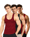 T.T. Men|Desire Premium Gym Vest|Pure Cotton|Rib Fabric|Moisture-Wicking, Breathable & Stretchable Sleeveless Undershirt| Ideal For Gym, Sports & Daily Wear|Pack Of 3|Maroon,Black,Red