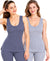 T.T. Hotpot Elite Women Sleeveless Slip Thermal Pack Of 2- Navy,Grey Melaange
