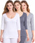 T.T. Women Hotpot Elite 3/4Th Thermal Slip White-Navy -Grey(Pack Of 3)