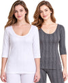 T.T. Women Hotpot Elite 3/4Th Thermal Slip Anthra - White (Pack Of 2)