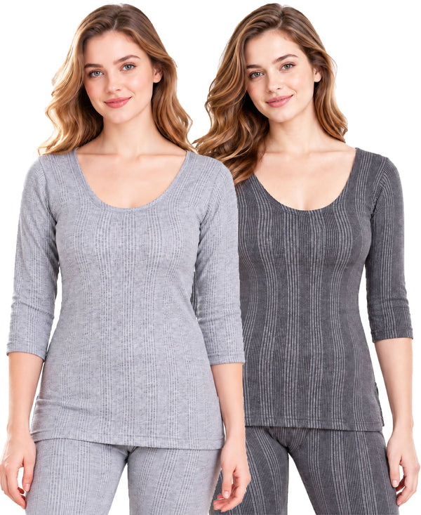 T.T. Women Hotpot Elite 3/4Th Thermal Slip Anthra-Grey (Pack Of 2)