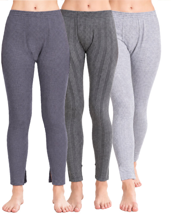 T.T. Women'S Hotpot Elite Premium Thermal Legging|Cotton Polyfill Sandwich Technology Fabric|Elasticated Waistband|Super Warm Winter Innerwear Trouser|Pack Of 3|Navy,Grey Melange,Anthra Melange