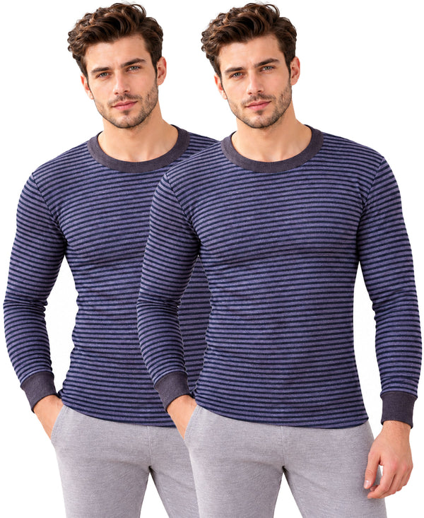 T.T. Men'S Hotpoot Designer Thermal|Fleece Fabric|Full Sleeve|Round Neck Super Warm Top|Pack Of 2|Anthra,Navy