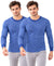 T.T. Men'S Hotpoot Designer Thermal|Fleece Fabric|Full Sleeve|Round Neck Super Warm Top|Pack Of 2|Navy