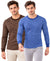 T.T. Men'S Hotpoot Designer Thermal|Fleece Fabric|Full Sleeve|Round Neck Super Warm Top|Pack Of 2|Brown,Navy