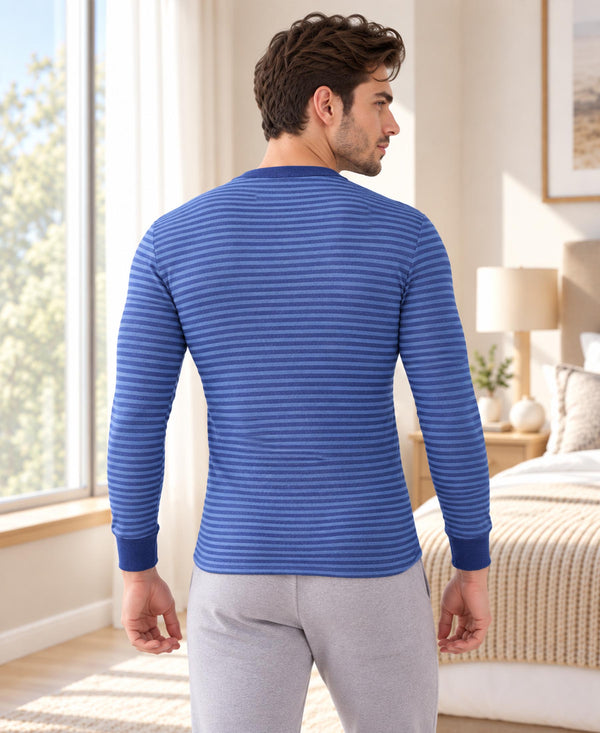 T.T. Men'S Hotpoot Designer Thermal|Fleece Fabric|Full Sleeve|Round Neck Super Warm Top|Pack Of 2|Brown,Navy