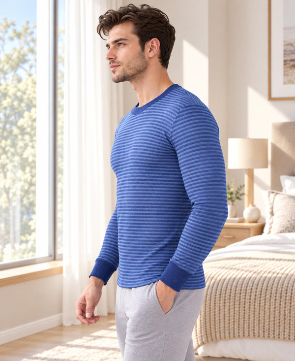 T.T. Men'S Hotpoot Designer Thermal|Fleece Fabric|Full Sleeve|Round Neck Super Warm Top|Pack Of 2|Brown,Navy