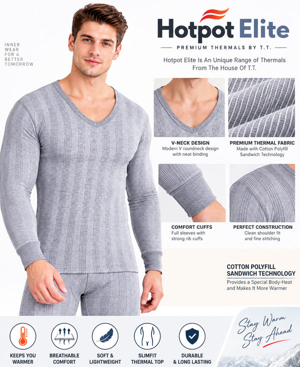 T.T. Men Hotpot Elite Top Thermal - Grey Melange