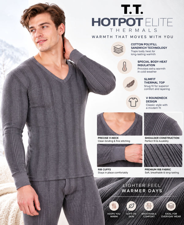 T.T. Men Hotpot Elite Top Thermal Pack Of 2- Anthra