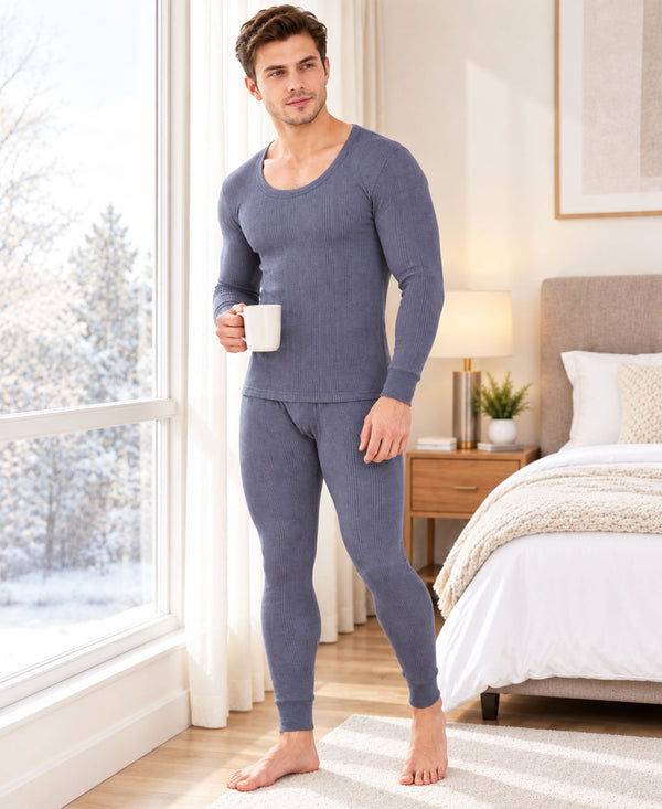T.T. Men Hotpot Elite Light Weight , Super Warm With Polyfill Sandwich Technology Thermal Set - Navy