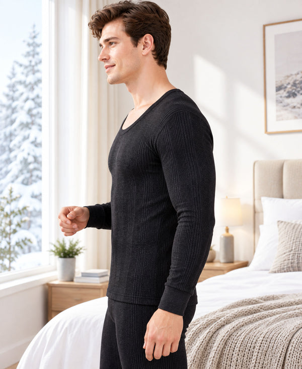 T.T. Men'S Hotpot Elite Premium Thermal Top|Cotton Polyfill Sandwich Technology Fabric|Full Sleeve|Round Neck|Super Warm Winter Innerwear|Pack Of 3|White,Black,Anthra Melange