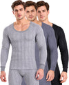 T.T. Men'S Hotpot Elite Premium Thermal Top|Cotton Polyfill Sandwich Technology Fabric|Full Sleeve|Round Neck|Super Warm Winter Innerwear|Pack Of 3|Grey Melange,Navy,Black