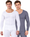 T.T. Men'S Hotpot Elite Premium Thermal Top|Cotton Polyfill Sandwich Technology Fabric|Full Sleeve|Round Neck|Super Warm Winter Innerwear|Pack Of 2|White,Navy