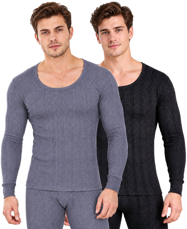 T.T. Men'S Hotpot Elite Premium Thermal Top|Cotton Polyfill Sandwich Technology Fabric|Full Sleeve|Round Neck|Super Warm Winter Innerwear|Pack Of 2|Navy,Black