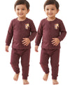 T.T. Unisex Baby Suit For Boys & Girls|Full Sleeve Button-Front Thermal Set|Soft & Comfortable Super Warm Kids Wear|Pack Of 2|Brown