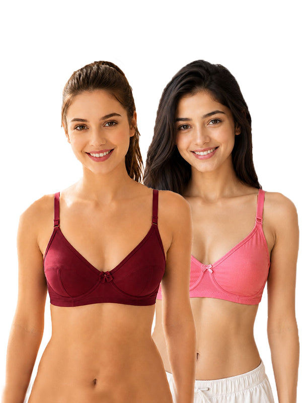 T.T. Women Desire Bra With Extra Strips PO2 Maroon-Pink