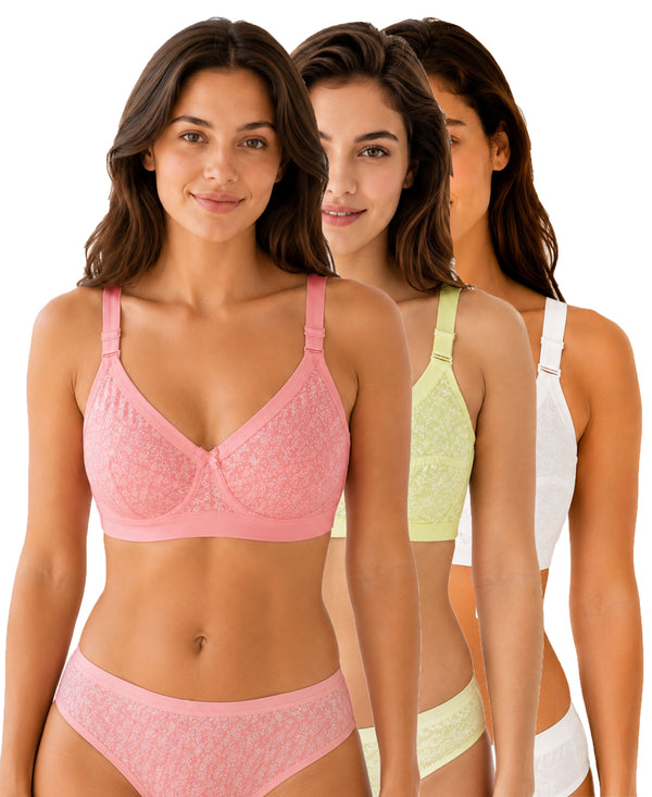 T.T. Women Desire Printed Bra PO3 Coral,Yellow,White