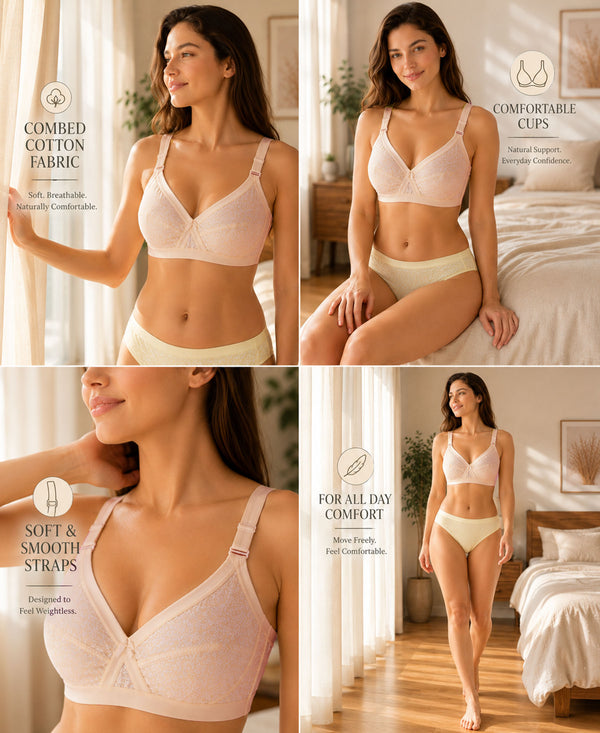 T.T. Women Desire Printed Bra PO3 Coral,White,Skin