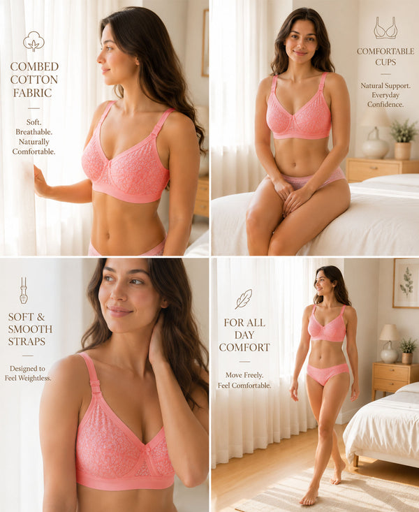 T.T. Women Desire Printed Bra PO3 Beige,Coral,Skin