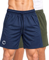 T.T. Men|Dri Fit Sports Short|Regular Fit|Side Pocket|Ideal For Gym, Sports & Daily Wear|Pack Of 2-Navy,Olive