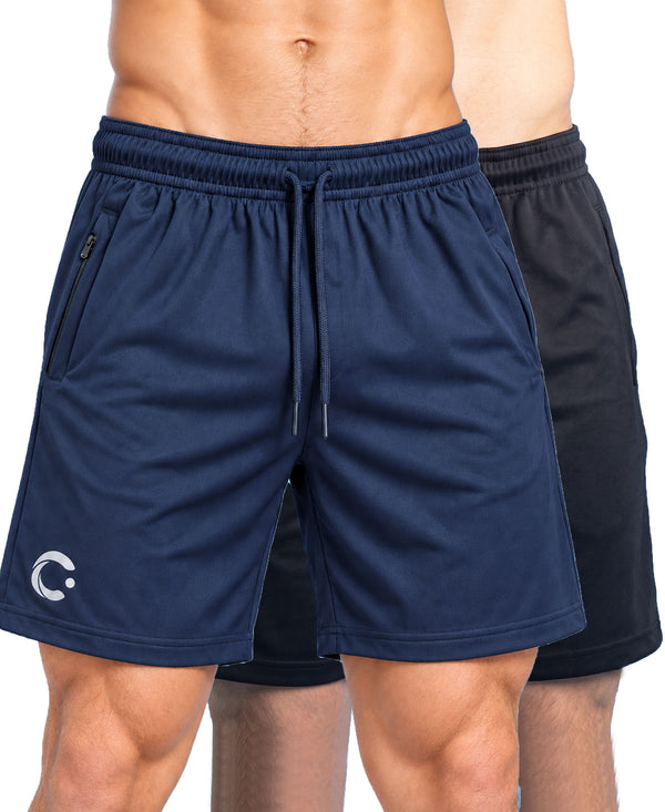T.T. Men|Dri Fit Sports Short|Regular Fit|Side Pocket|Ideal For Gym, Sports & Daily Wear|Pack Of 2-Navy,Black