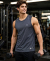 T.T. Men Active-Dry Polyester Fooball-Knit Fabric| Round Neck | Sleeveless | Sweat-Wicking Gym & Active Wear TeesDark Grey