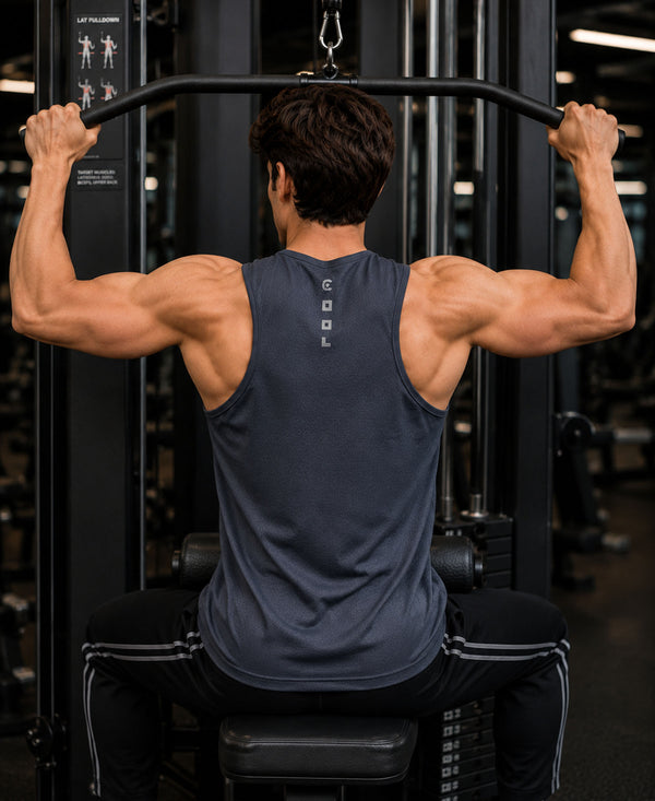 T.T. Men Active-Dry Polyester Fooball-Knit Fabric| Round Neck | Sleeveless | Sweat-Wicking Gym & Active Wear TeesDark Grey