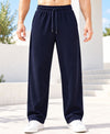 T.T.Men PO2 Premium Cord-Knit Wide-Leg Track Pant -Cream,Navy