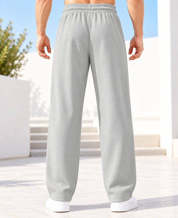 T.T.Men PO2 Premium Cord-Knit Wide-Leg Track Pant -Cream,Navy
