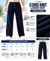 T.T.Men PO2 Premium Cord-Knit Wide-Leg Track Pant -Black,Navy