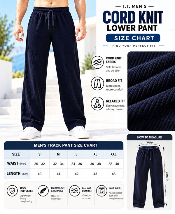 T.T.Men PO2 Premium Cord-Knit Wide-Leg Track Pant -Wine,Cream