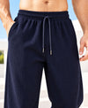 T.T.Men Premium Cord-Knit Wide-Leg Track Pant -Navy