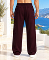 T.T.Men PO3 Premium Cord-Knit Wide-Leg Track Pant-Wine,Black,Cream