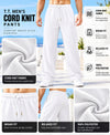 T.T.Men PO3 Premium Cord-Knit Wide-Leg Track Pant-Navy,Cream,White