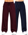 T.T.Men PO2 Premium Cord-Knit Wide-Leg Track Pant -Wine,Navy