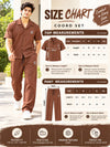 T.T. Men Poly Jacquard Co-Ord Set |Relaxed Fit| Short Sleeve Button-Down Shirt & Wide-Leg Trousers | Resort Collar | Drawstring Waist -Grey