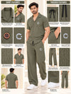 T.T. Men Poly Jacquard Co-Ord Set |Relaxed Fit| Short Sleeve Button-Down Shirt & Wide-Leg Trousers | Resort Collar | Drawstring Waist -Green