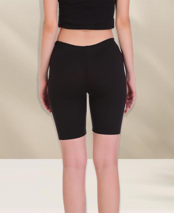 T.T. Women Cotton SpandexMultipurpose ShortBlack