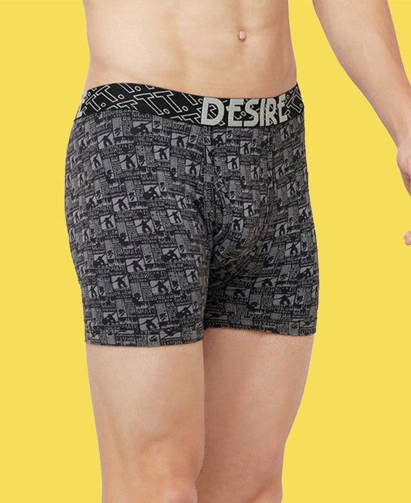 T.T. Mens Desire Printed Long Top Elastic Trunk Pack Of 1 Anthra