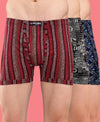 T.T. Men Desire Super Combed Cotton Printed Snug Fit Long Trunks For Men Pack Of 3 Grey-Navy-Maroon