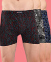 T.T. Men Desire Super Combed Cotton Printed Snug Fit Long Trunks For Men Pack Of 3 Black-Grey-Navy