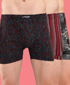 T.T. Men Desire Super Combed Cotton Printed Snug Fit Long Trunks For Men Pack Of 3 Black-Grey-Maroon